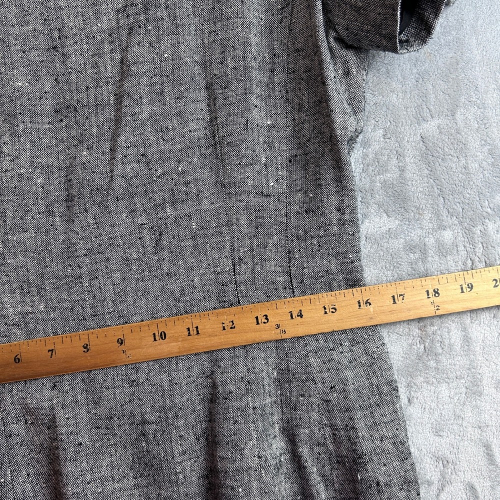 Neiman Marcus Grey Tweed Sheath Dress Metallic Short Sleeve Side Slit Size 6 - Picture 6 of 11